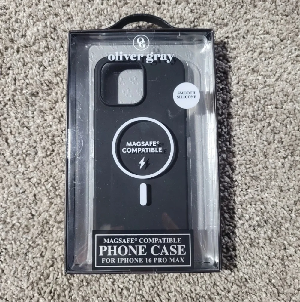 Oliver Gray iPhone 16 Pro Max Magsafe Smooth Silicone Black Cell Phone Case NEW
